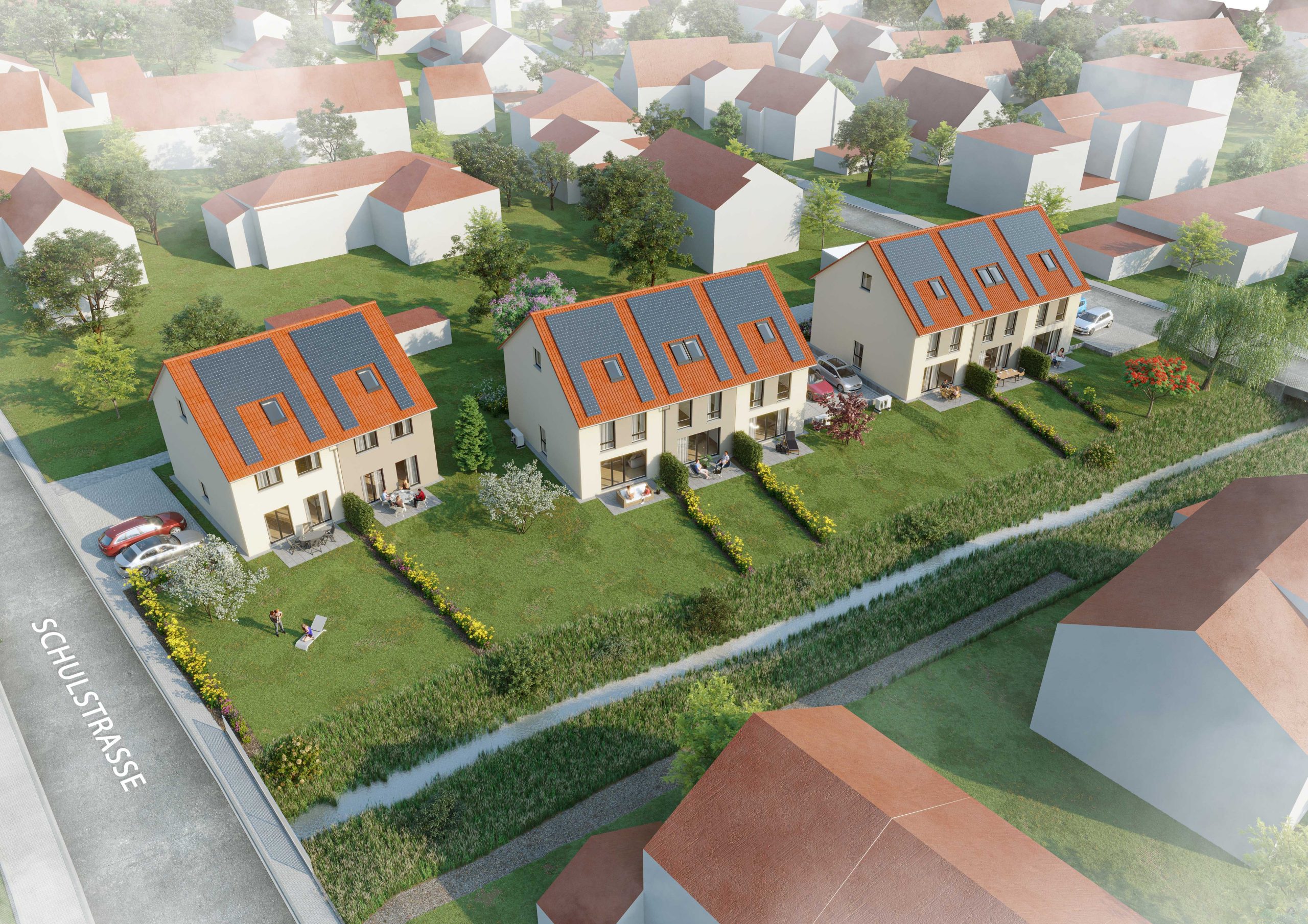 Dorfbach Quartier Schallstadt-Mengen — Luftbild des Quartiers
