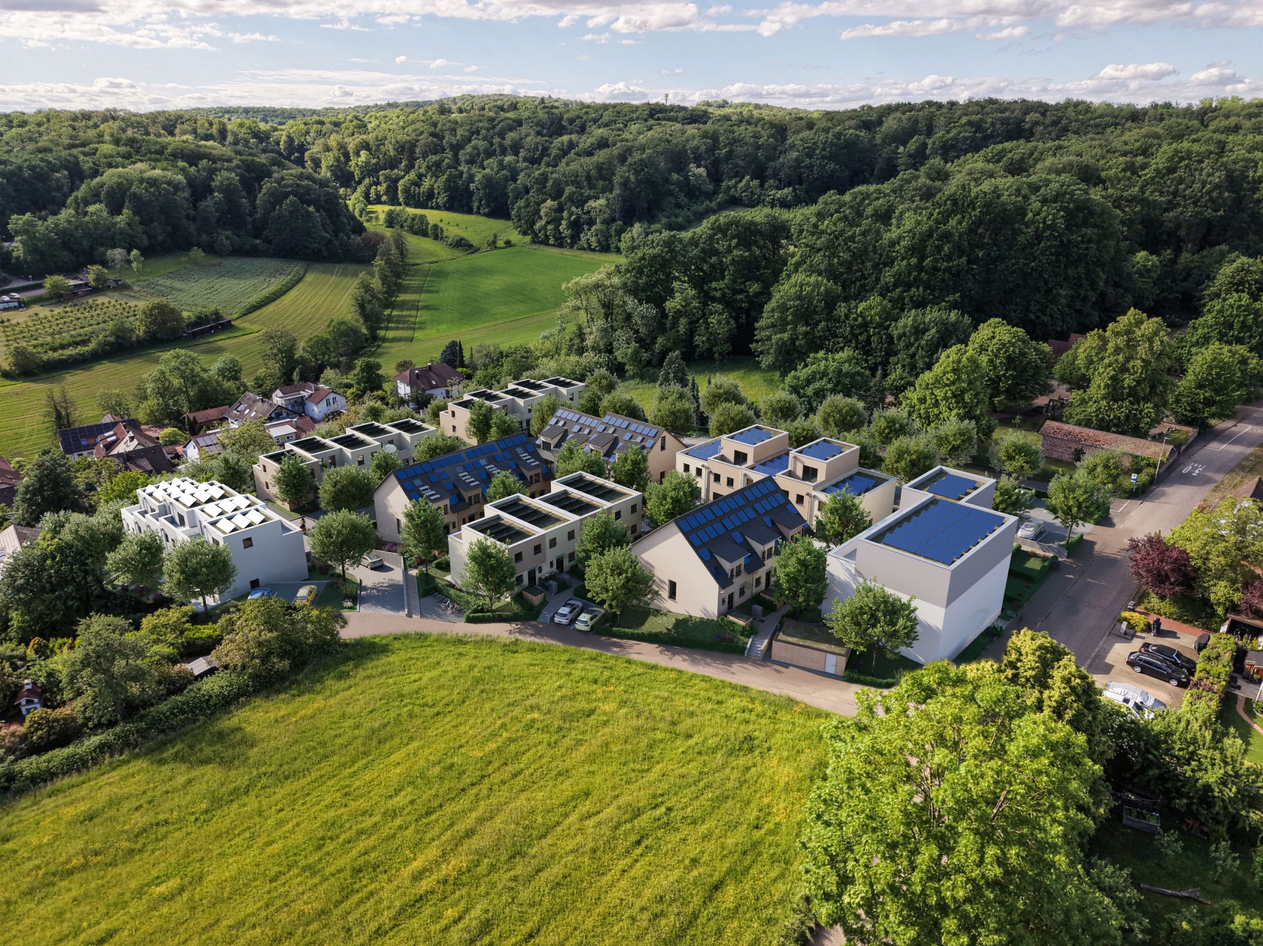 Quartier Weitblick Windenreute — Luftbild des Quartiers über Emmendingen